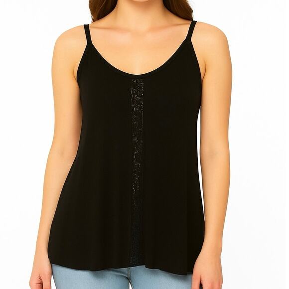 San Francisco City Lights Gypsy Lace Cami Tank Top Black Size Large L NEW - Picture 1 of 6